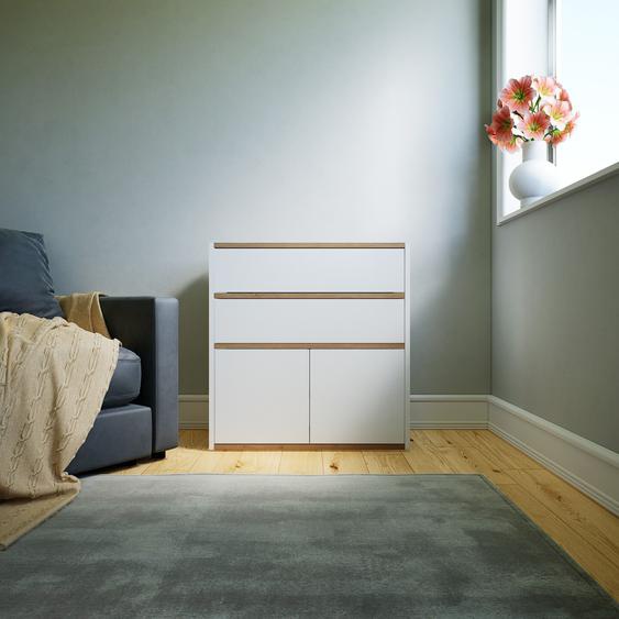 Commode - Blanc, moderne, raffinée, avec porte Blanc et tiroir Blanc - 77 x 79 x 34 cm