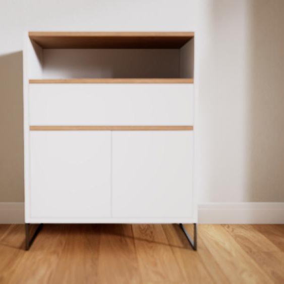 Commode - Blanc, moderne, raffinée, avec porte Blanc et tiroir Blanc - 77 x 91 x 47 cm