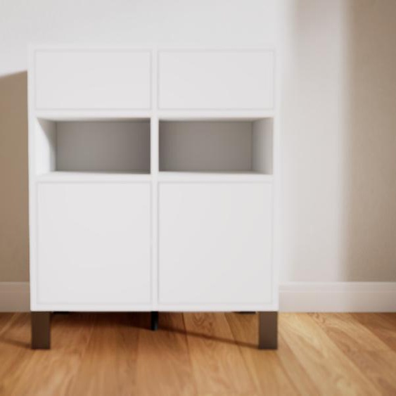 Commode - Blanc, moderne, raffinée, avec porte Blanc et tiroir Blanc - 79 x 91 x 47 cm