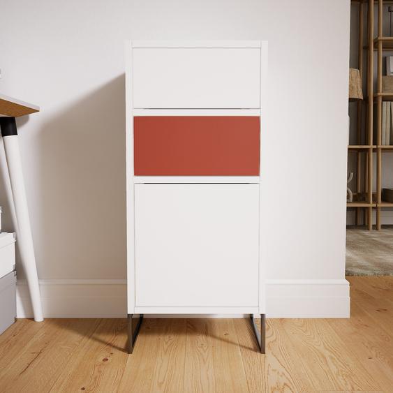 Commode - Blanc, moderne, raffinée, avec porte Blanc et tiroir Terra cotta - 41 x 91 x 34 cm