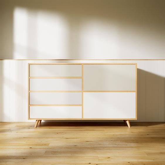 Commode - Blanc, pièce de caractère, sophistiquée, avec tiroir Blanc - 151 x 91 x 47 cm, personnalisable