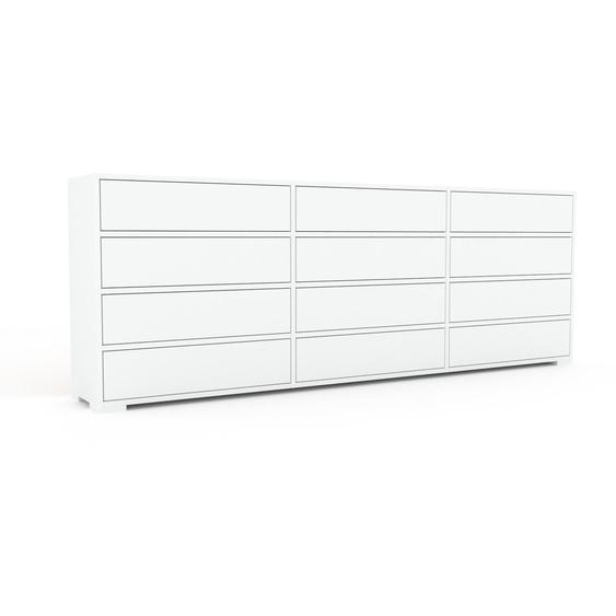 Commode - Blanc, pièce de caractère, sophistiquée, avec tiroir Blanc - 226 x 81 x 34 cm, personnalisable