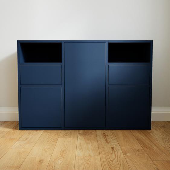 Commode - Bleu, moderne, raffinée, avec porte Bleu et tiroir Bleu - 118 x 80 x 34 cm