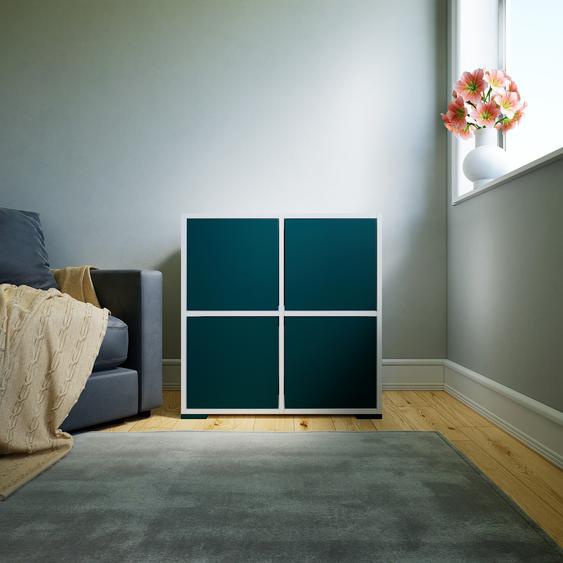 Commode - Bleu pétrole, moderne, raffinée, avec porte Bleu pétrole et tiroir Bleu pétrole - 79 x 81 x 47 cm