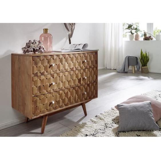 Commode - Bois massif dacacia laqué (Bois naturel) - MOSAYK 107