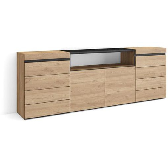 Commode, Buffet, Armoire, Meuble de Rangement, 214x35x75 cm, Chambre à coucher, pièce, Chêne, RF3436