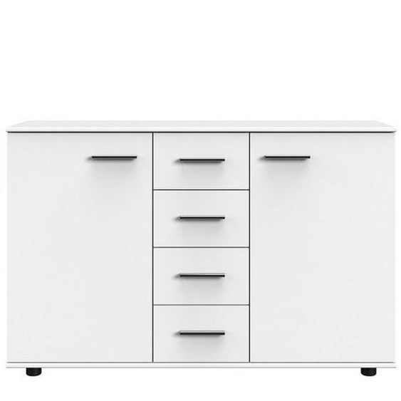 Commode Buffet IDAHO 4 tiroirs et 2 portes blanc mat