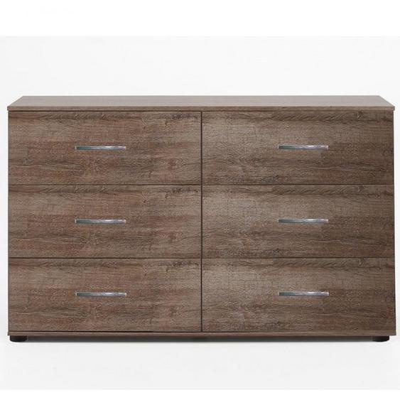 Commode CARAMELLA 6 tiroirs chêne chataigne