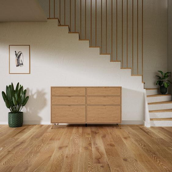 Commode - Chêne avec des pieds dorés, pièce de caractère, sophistiquée, avec tiroir Chêne - 151 x 91 x 47 cm, personnalisable