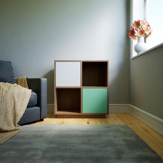 Commode - Effet chêne, contemporaine, élégantes, avec porte Vert céladon - 79 x 85 x 34 cm, personnalisable