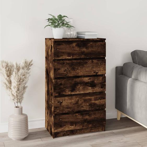 Commode Chêne fumé 60x36x103 cm Bois dingénierie