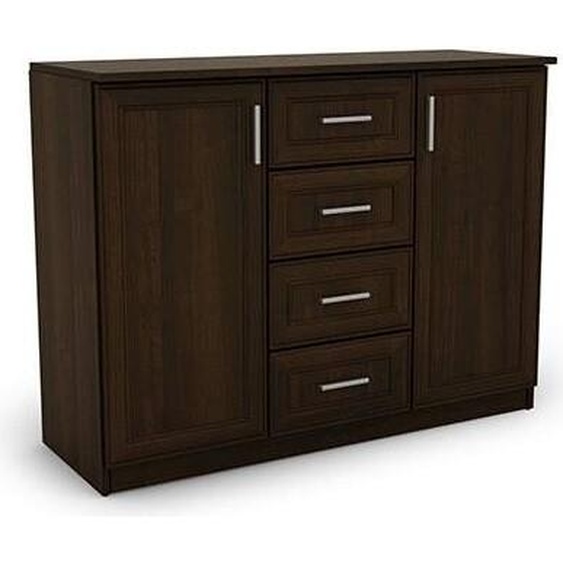 Commode classique 120 en noyer foncé avec ferrures premium - 120x92x44 cm