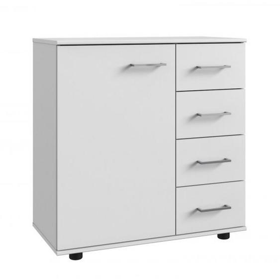Commode combinée PARINI 4 tiroirs 1 porte blanc