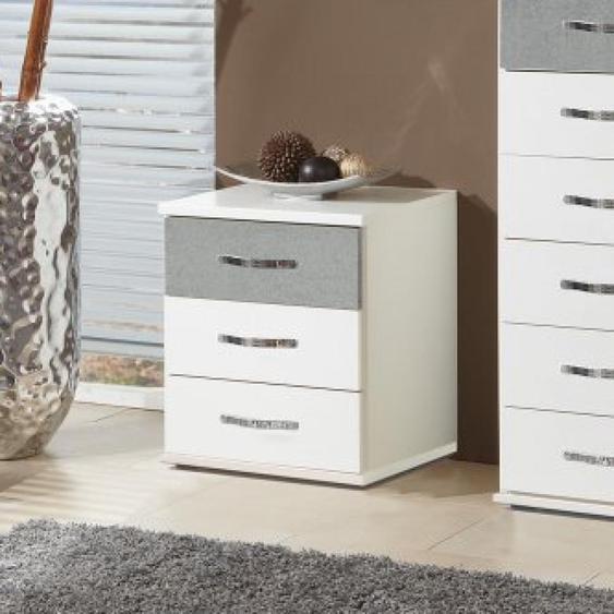 Commode DOUMO 3 tiroirs blanc, béton et chrome