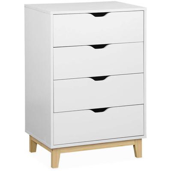 Commode Effet Bois 4 Tiroirs Floki Blanc