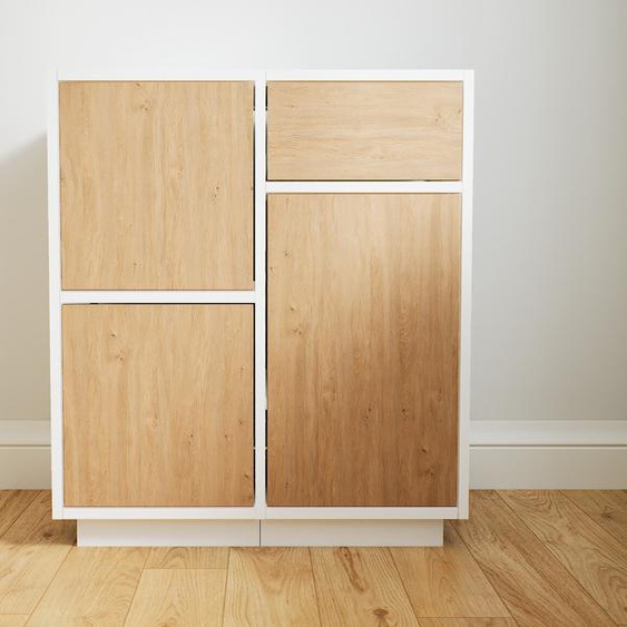 Commode - Effet chêne, moderne, raffinée, avec porte Effet chêne et tiroir Effet chêne - 79 x 85 x 47 cm