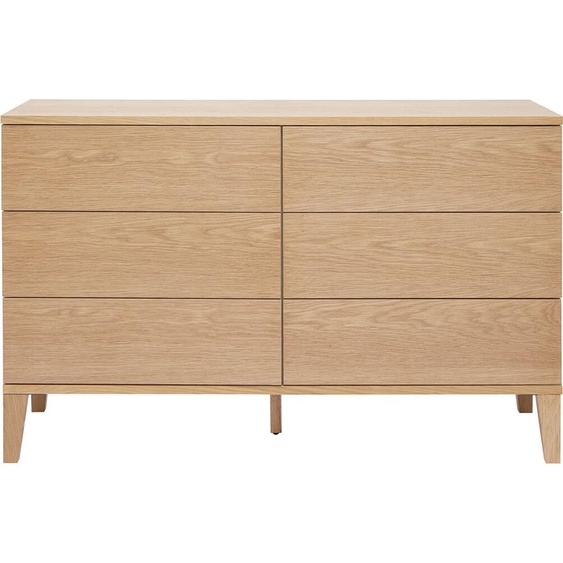 Commode en bois clair chêne 6 tiroirs L120 cm FREDDY