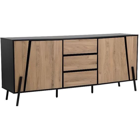 Commode en bois clair et noir BLACKPOOL - BELIANI - Contemporain - 3 tiroirs