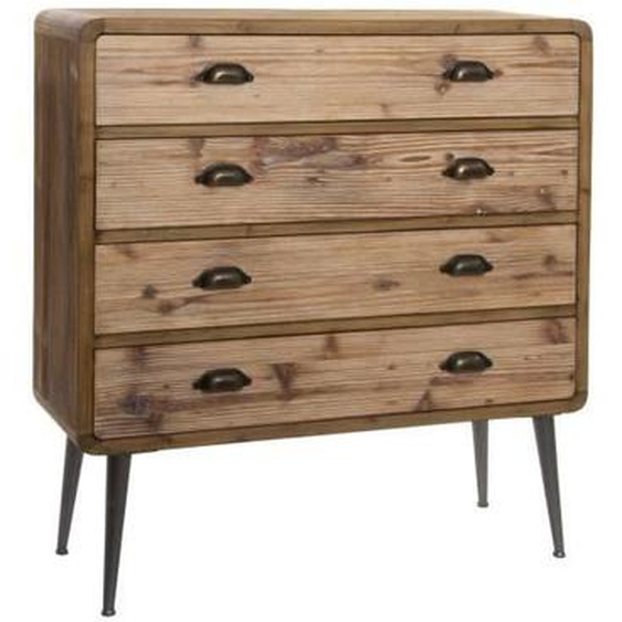 Commode en bois et pied en métal avec 4 tiroirs - Largeur 90 x Hauteur 97 x Profondeur 30cm