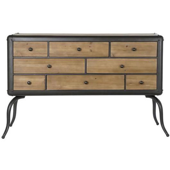 Commode en bois sapin et pied en métal avec 8 tiroirs - Largeur 129 x Hauteur 79 x Profondeur 42 cm