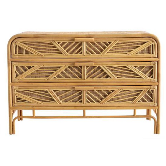 Commode vintage en rotin 3 tiroirs L120 cm GALON