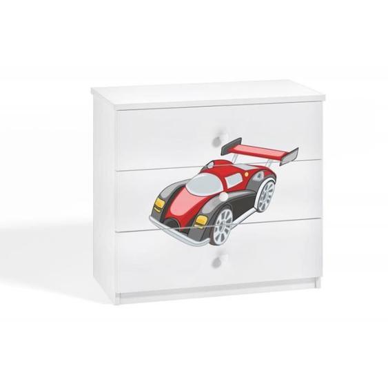 Commode enfant blanche voiture de course - Kocot Kids