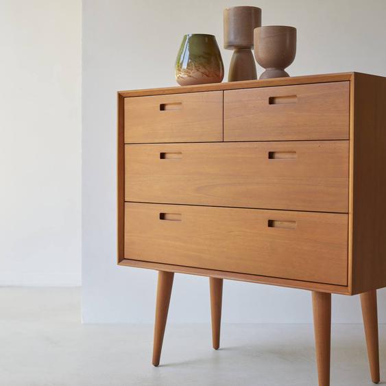 Commode Enfant En Bois Dacajou Massif 4 Tiroirs Magda 50s Naturel