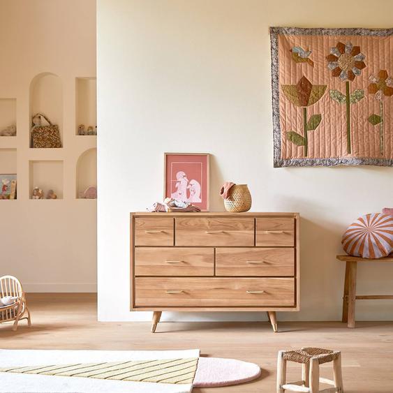 Commode Enfant En Bois De Teck 6 Tiroirs Kort Naturel