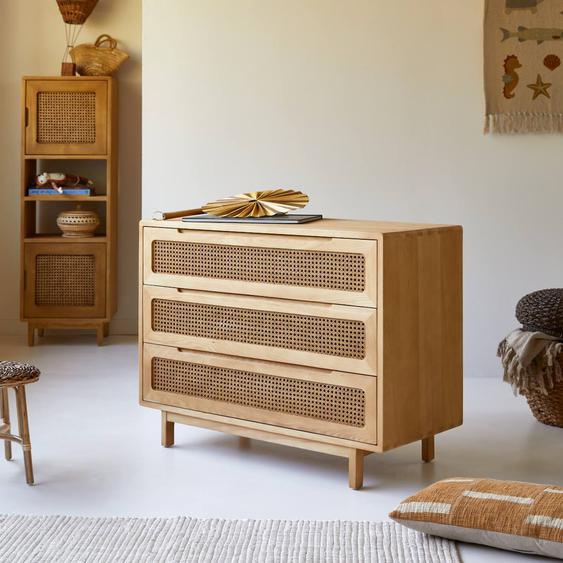 Commode Enfant En Bois Dorme Massif Et Cannage Luis Naturel