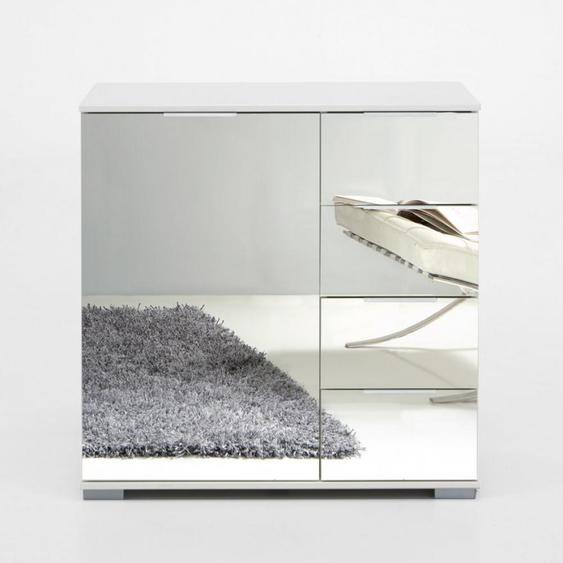 Commode ENSSE 4 tiroirs 1 porte blanc et miroir