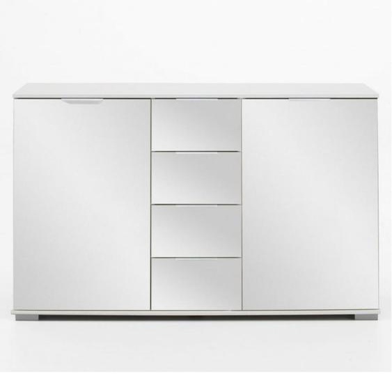 Commode ENSSE 4 tiroirs 2 portes blanc miroir
