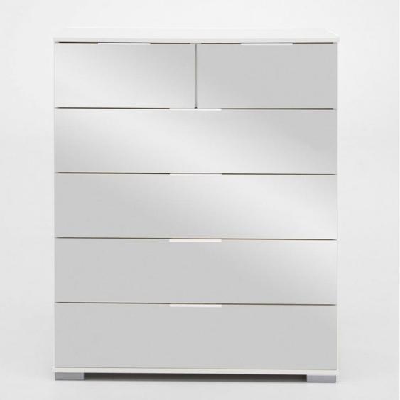 Commode ENSSE 6 tiroirs blanc miroir