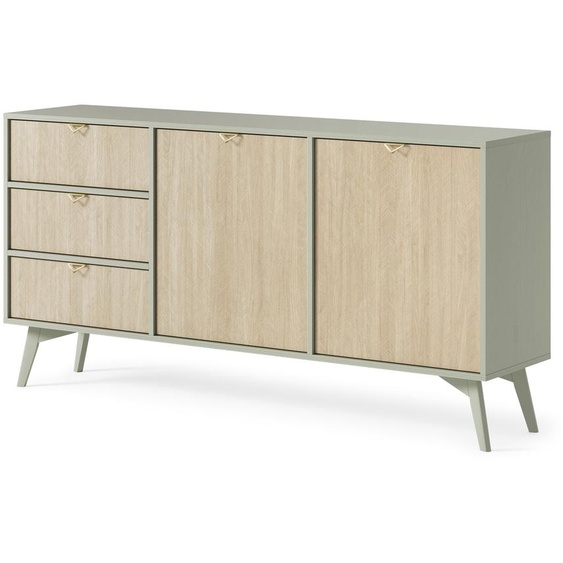 Commode : Eucalyptus/Motif chevrons scandinave, largeur 158 cm