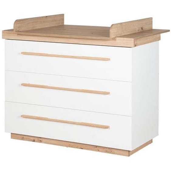 Commode Évolutive Avec Extension À Langer Amovible Lumo Blanc - Chêne Artisan