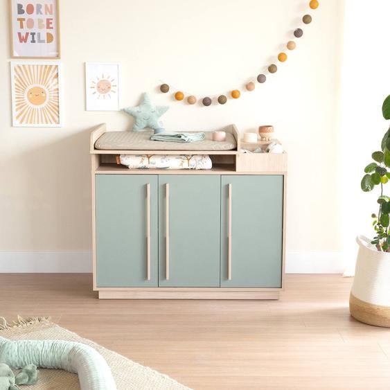 Commode Évolutive Avec Extension À Langer Amovible Selva Vert Sauge - Noyer De Virginie