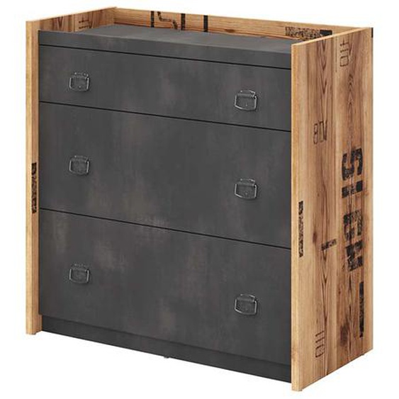 Commode Fargo pour chambre ado industrielle - Graphite - Panneaux Stratifiés