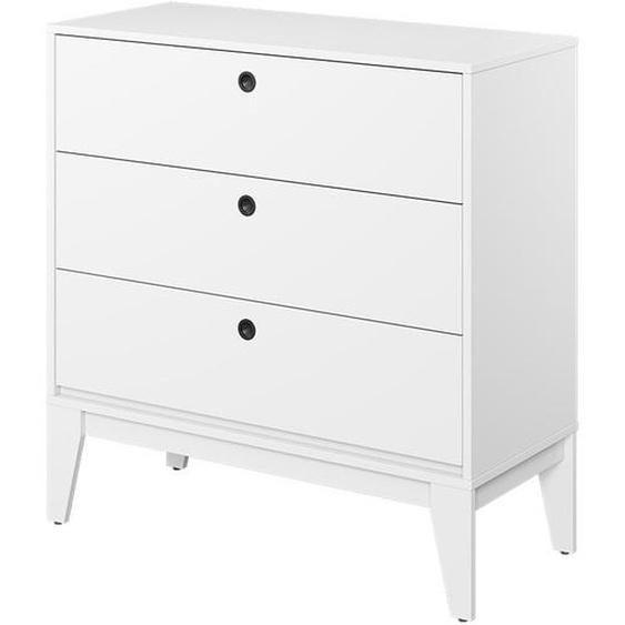 Commode FEMII trois tiroirs blanche design sans poignée - Panneaux Stratifiés