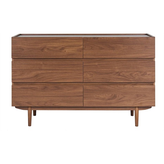 Commode finition bois foncé noyer 6 tiroirs L120 cm SANAA