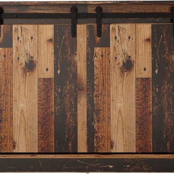 Commode GRANERO 160 cm OLD WOOD façades fraisées 2 portes coulissantes MDF Sideboard Highboard armoire étagères ouvertes buffet style cottage moderne style rustique haut de gamme