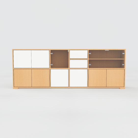 Commode - Hêtre, moderne, raffinée, avec porte Hêtre et tiroir Blanc - 228 x 81 x 34 cm