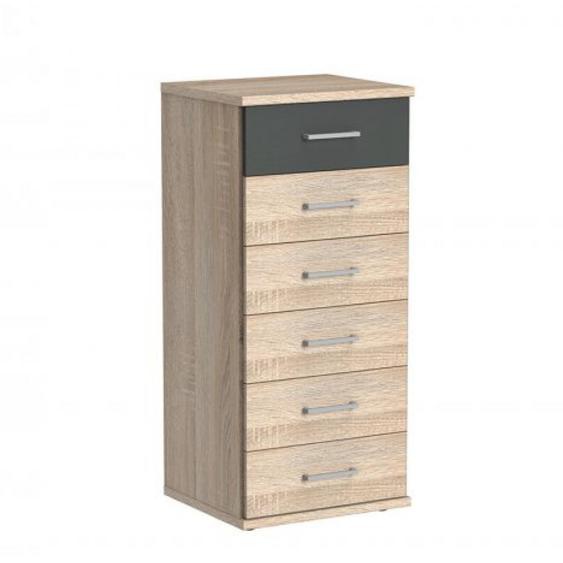Commode LAVAL 6 tiroirs chêne graphite 46 x 40 cm
