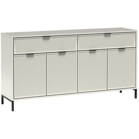Commode LINNA LS-1 avec façade cannelée, 4 portes et 2 tiroirs, couleur : cachemire