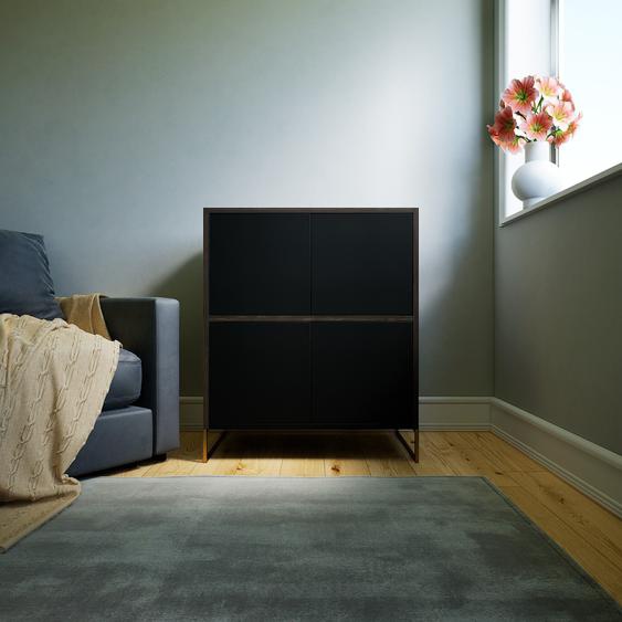 Commode - Noir avec des pieds dorés, contemporaine, élégantes, avec porte Noir - 77 x 91 x 47 cm, personnalisable