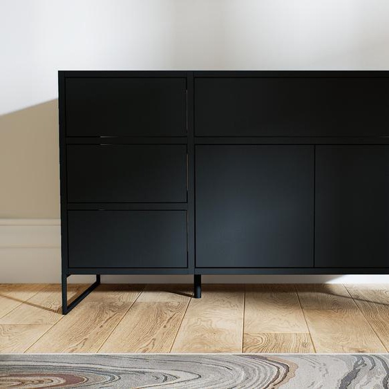 Commode - Noir, moderne, raffinée, avec porte Noir et tiroir Noir - 115 x 72 x 47 cm