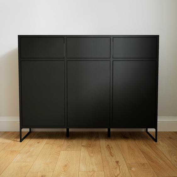 Commode - Noir, moderne, raffinée, avec porte Noir et tiroir Noir - 118 x 91 x 34 cm