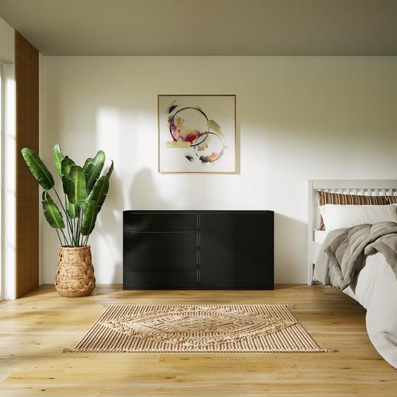 Commode - Noir, moderne, raffinée, avec porte Noir et tiroir Noir - 151 x 79 x 34 cm