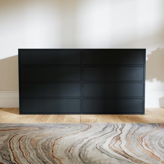 Commode - Noir, pièce de caractère, sophistiquée, avec tiroir Noir - 151 x 79 x 47 cm, personnalisable