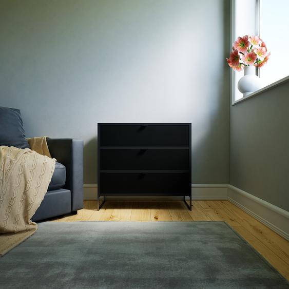 Commode - Noir, pièce de caractère, sophistiquée, avec tiroir Noir - 77 x 72 x 34 cm, personnalisable