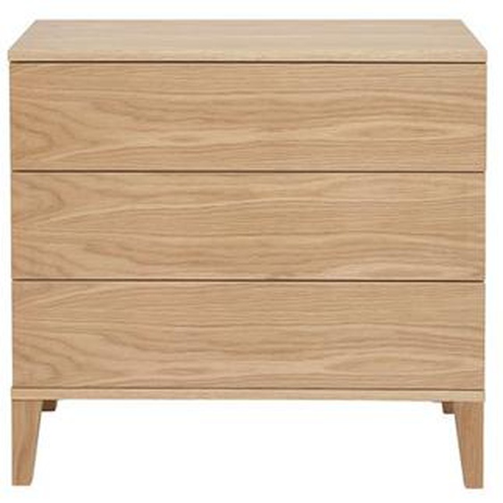 Commode scandinave en bois clair chêne 3 tiroirs L80 cm FREDDY