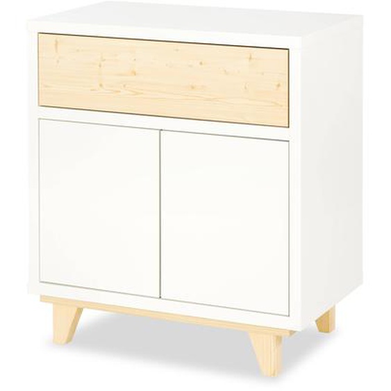 Commode scandinave blanche Lydia - Pin Massif et MDF